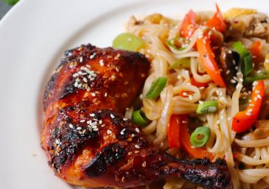 Sriracha and honey grilled chicken with stir fried veggies